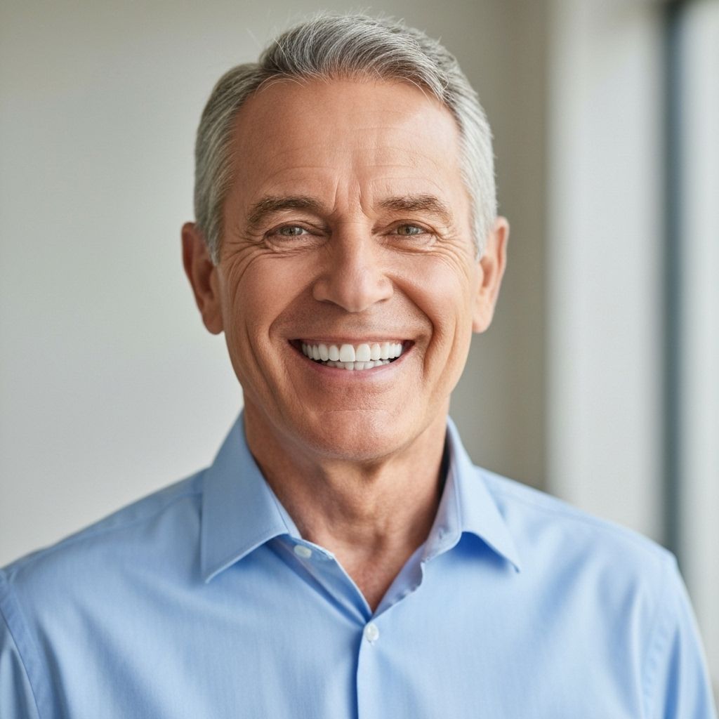 Happy patient with dentures